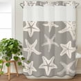 thumbnail image 3 of Grey Starfish Coastal No Hook Shower Curtain with Snap in Liner, Waterproof Fabric Shower Curtains, Nautical Summer Ocean Abstract Art Shower Curtain Set Top See Through for Bathroom 48"x72", 3 of 8