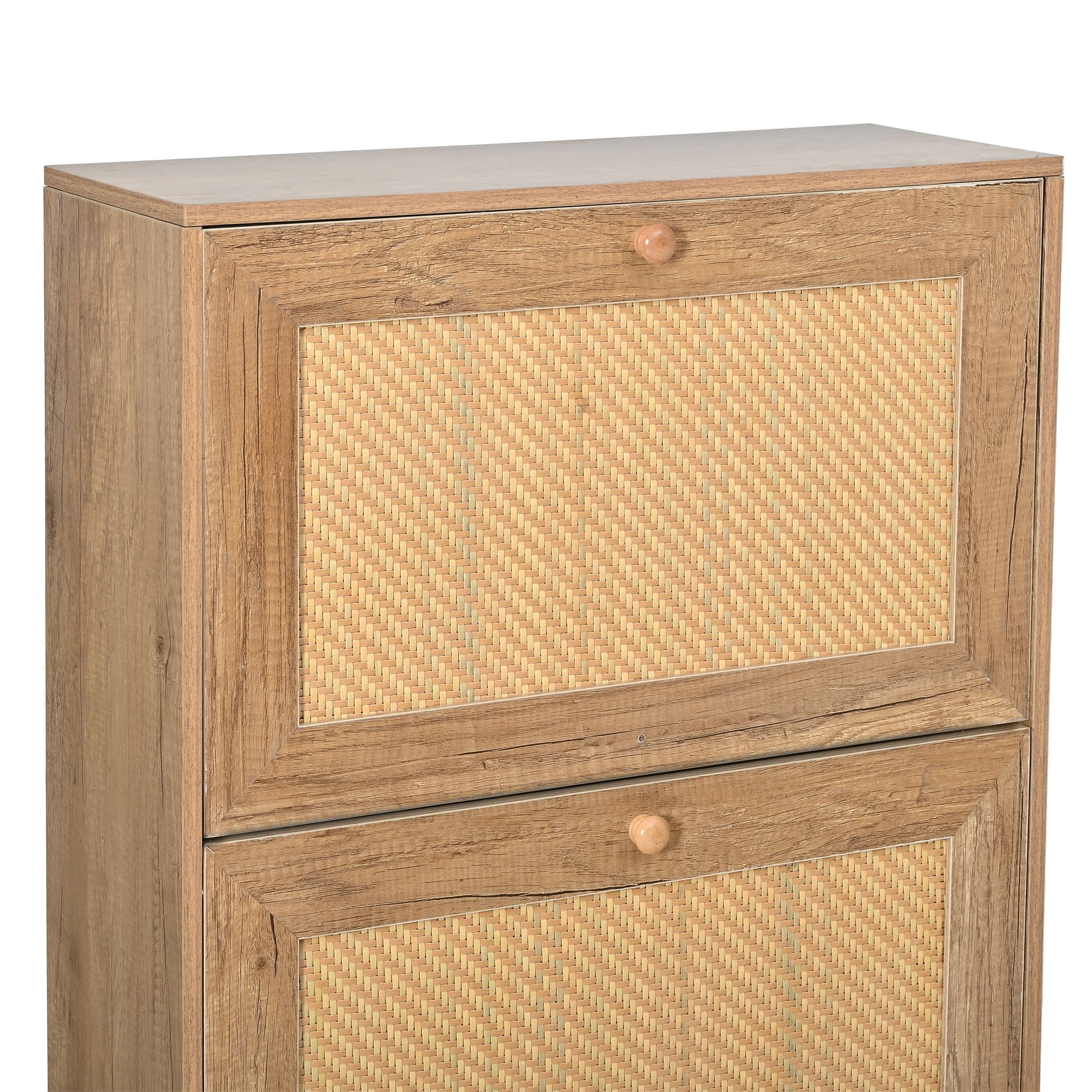Kepooman Natural 3 Flip Drawer Shoe Cabinet, Rattan Shoe Rack Storage Organizerr with Metal Legs for Entryway Kepooman Natural 3 Flip Drawer Shoe Cabinet, Rattan Shoe Rack Storage Organizerr with Metal Legs for Entryway