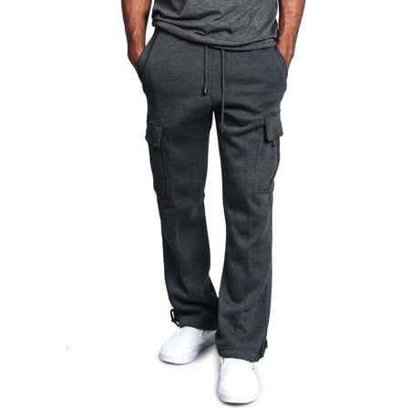 Babibeauty Mens Jogger Gym Heavy Weight Fleece Cargo Pocket Sweat Pants Drawstring Trousers M-3XL