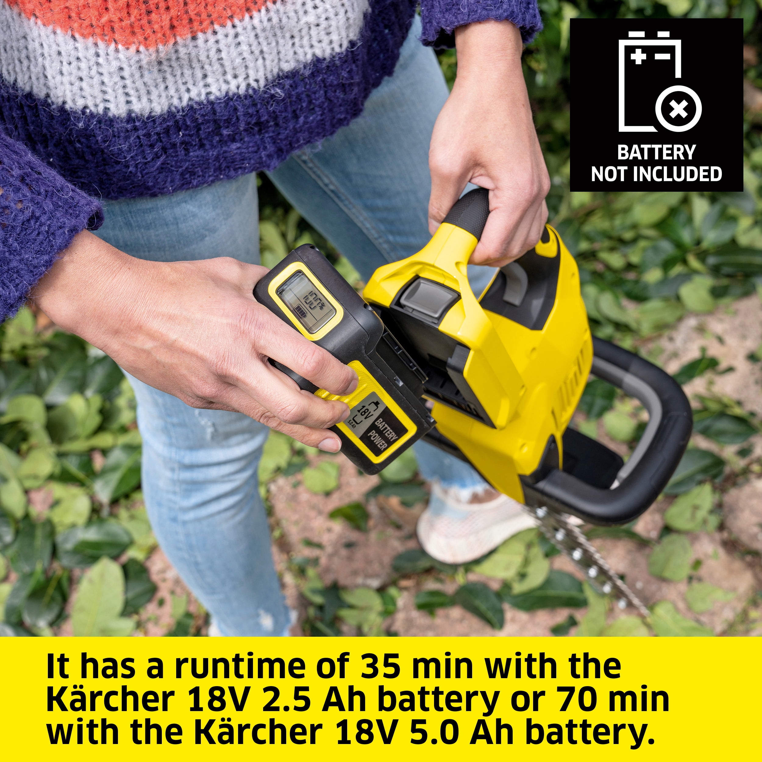 Karcher Cordless Hedge Trimmer, HGE 18-45, rotating handle - Tool Only