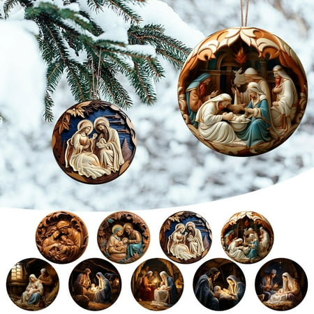 PALIFEUR Christmas Ornaments, Xmas Nativity Ornaments Christmas Tree Decorations, Christmas Hanging Ornament for Holiday, Party, Home