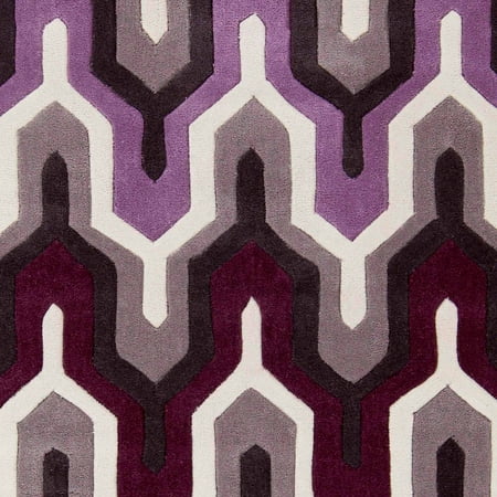 9' Round Eggplant - Art of Knot Orleans Hand Tufted Plush Geometric Area Rug, Eggplant