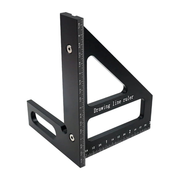 ckepdyeh Carpenter Square Aluminum Miter Triangle Ruler Precision Hole Scriber Woodworking Square Protractor 45/90 Degree-Black