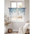 thumbnail image 5 of Teal Blue Eucalyptus Leaves Semi Sheer Window Curtains 54 Inches Long, Spring Floral Summer Botanical Rod Pocket Voile Silky Chiffon Curtain Light Filtering Drapes for Living Room, 52"x54", 2 Panels, 5 of 9