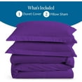 thumbnail image 3 of Couture Charm Decorative Coconut Button Closure Duvet Cover 3-Piece Set Unique Design 600-TC Egyptian Cotton, King ( 104" x 90" ) (Purple, Stripe), 3 of 4