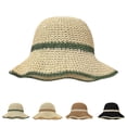 thumbnail image 3 of FUZHIQ Straw Bucket Hat for Women Color Block Striped Breathable Woven Foldable Summer Sun Cap for Beach Daily Outdoor,One Size, 3 of 5