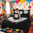 thumbnail image 5 of Erosebridal Colorful Drippy Baseball Glove Print Bedding Comforter Set, Cute Sports Full Bedding Set for Kids Boys and Girls, Black Reversible 7pcs, 5 of 6