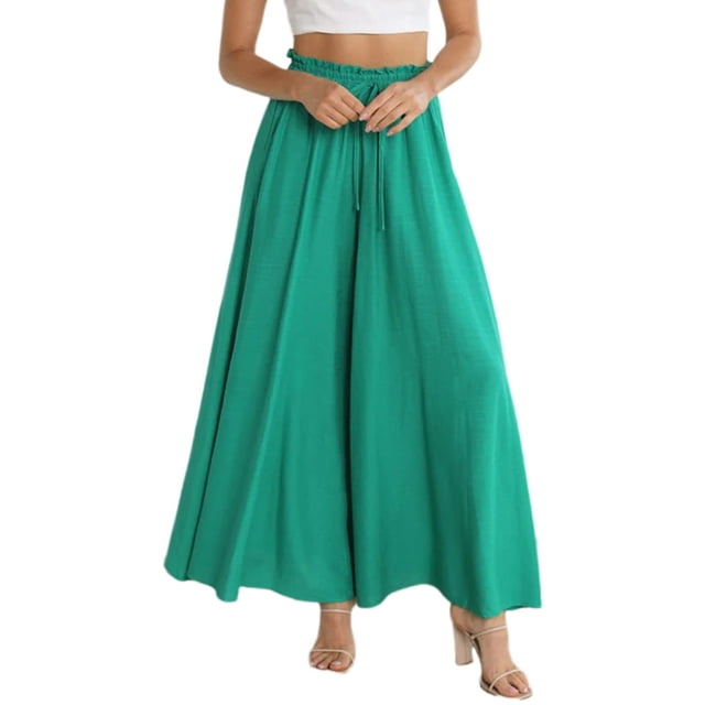 Women Oversized Pants Solid Color Ladies Casual Pants Boho Style Vacation Outfit
