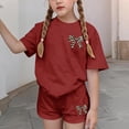 thumbnail image 4 of ATOGUTA Tween Outfits Girls Trendy Kids Short Sleeve T-Shirts and Elastic Waist Shorts Clothing Sets Red, Size 3T-15, 4 of 6
