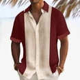 thumbnail image 2 of Durtebeua Men's Vintage Bowling Shirt Short Sleeve Button Down Summer Cuba Beach Shirts Red,S, 2 of 5