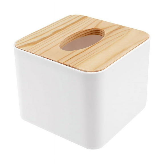 Square Tissue Box with Wooden Lid Household Removable Mini