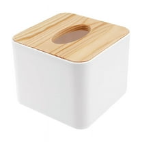 Square Tissue Box with Wooden Lid Household Removable Mini