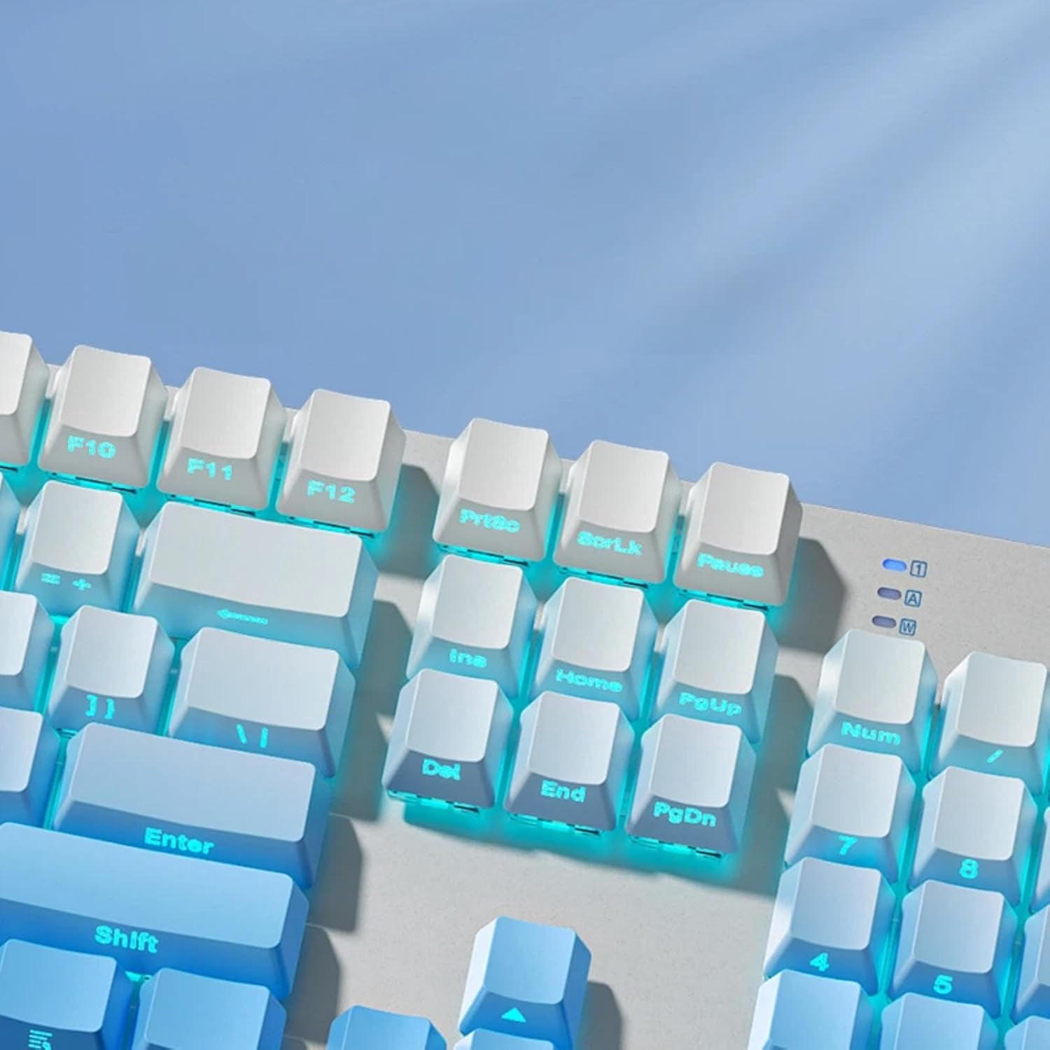 HP GK400F Wired Mechanical Keyboard – 104-Key Brown Switches, USB Connection, Dual-Use for Office & Gaming, Silver/Glacier Blue, Side-Printed Keycaps