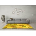 thumbnail image 3 of Ahgly Company Machine Washable Indoor Rectangle Patchwork Yellow Transitional Area Rugs, 5' x 8', 3 of 4