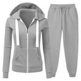 thumbnail image 4 of ibiyuan Sweatsuits Women 2 Piece Outfit Full Zip Hoodie Sweatshirt And Joggers Solid Color Tracksuit Lounge Sets Travel Outfit, 4 of 4