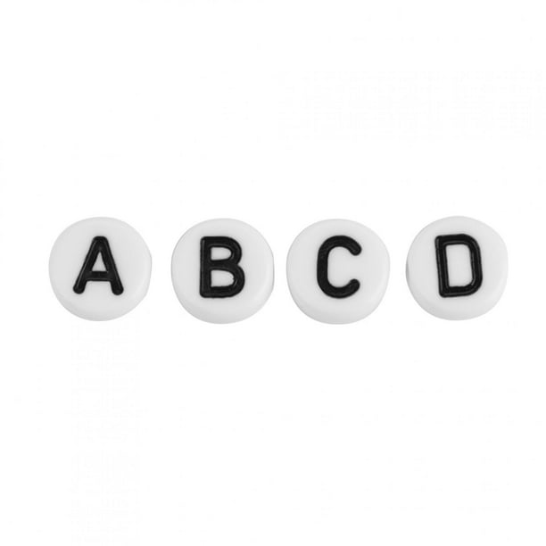 TOAOB - 1000 Cuentas Acrílicas De Letras Para Hacer Joyas, Cuentas Redondas Del Alfabeto Blanco Y Negro