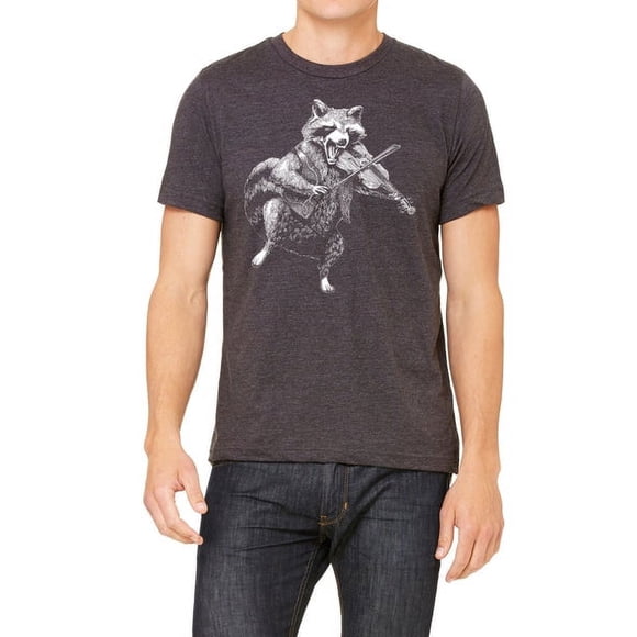 Raccoon Playing Fiddle Shirt | Trash Panda Violin Player Tshirt | Men's Music Tee| Graphic T Shirts