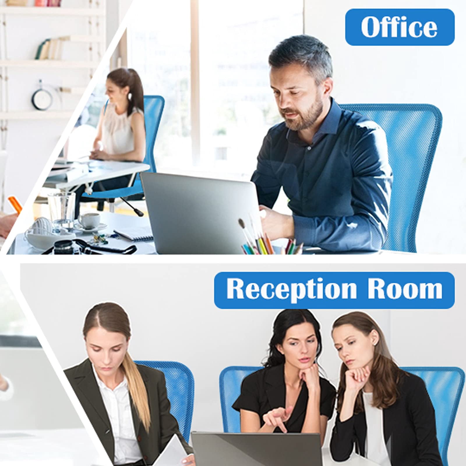 Armless Office Chair Ergonomic Desk Chair Computer Chair Mesh Home Desk Chair with Adjustable Lumbar, Rolling Swivel Office Chair Mid-Back Task Chair for Adults (Blue)