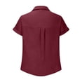 thumbnail image 6 of Craaazy Ladies Oversized Short Sleeve Tunic Tops, Lightweight Cotton Shirt, Turndown Collar Button Up Blouse with Chest Pockets for Everyday Outfits Gifts, 6 of 6