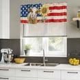 thumbnail image 4 of Farmhouse Cow USA Flag Curtain Valances for Windows, Kitchen Valance Window Treatments Panel 2 Pack, Vintage American Flags Sunflower Rod Pocket Short Curtains for Bathroom Bedroom 54 x 18 Inch, 4 of 8