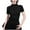 Black, variant on Hxlamzoo Women's Summer Yoga Sports Top Front-Open Mock Neck Short Sleeve Slim Fit Quick-Dry Casual Fashion T-Shirt