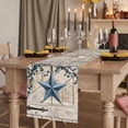 thumbnail image 2 of Table Runners 72 Inches Long Dress Scarves, Texas Star Vintage Farmhouse Kitchen/Dining Table Runner, Coffee Tablerunners, Retro Navy Blue Berry Wooden 13x72 Inch, 2 of 9