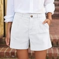 thumbnail image 2 of Cotton Linen Shorts for Women Summer Casual Lightweight Wide Straight Leg Loose Work Shorts with Pockets, 2 of 4