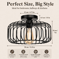 thumbnail image 2 of DONGPAI 11.8" Black Cage Mini Chandelier with LED Bulb, Flush Mount Ceiling Light Industrial Kitchen Light Fixtures for Hallway Bedroom Dining Room, 2 of 8