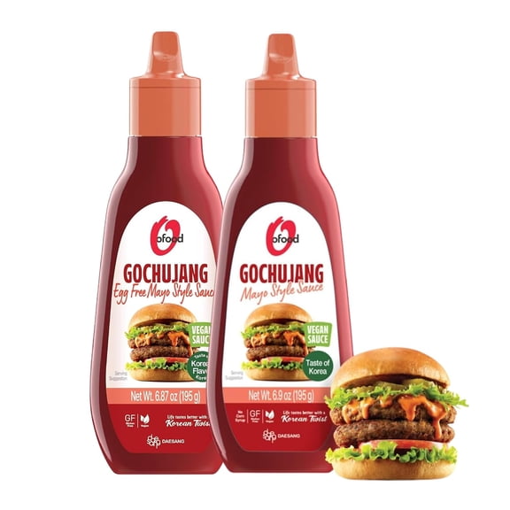 Gochujang Korean Chili Sauce [Spicy Mayo] | Vegan & Gluten-Free | Made in Korea, for Wings, Burgers, Tacos [6.9 oz, Pack of 2] - O’food