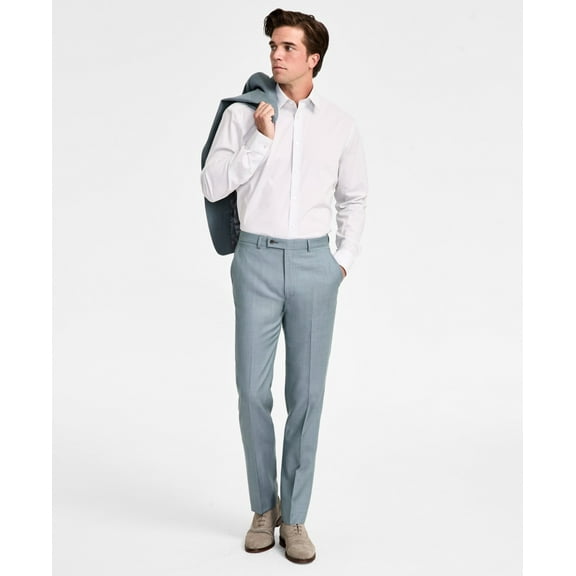 Calvin Klein Mens Slim fit Dress Pants 32 / 30 Green Solid Wool