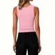 thumbnail image 5 of LLYWEY Camisetas sin Mangas para Mujer - Top Corto Acanalado de Cuello Redondo sin Mangas con Botones, Casual, Color Sólido, Slim Fit, Corto, Camisetas de Verano, 5 of 9