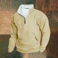 thumbnail image 2 of Men's Quarter Zipper Sweatshirts Retro Solid Color Top Stand Up Collar Sweatshirt Long Sleeved Sweat Shirt with Pocket Casual Men's Fall Winter Long Sleeved Sweaters, 2 of 3