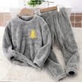 thumbnail image 2 of KPOPLK Toddler Kids Boys Girls Winter Long Sleeve Cartoon Prints Fleece Tops Pants2PCS Outfits Clothes Set baby boy 3 6 months clothing on (Grey,13-14 Years), 2 of 4