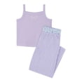 thumbnail image 2 of Wonder Nation Girls Tank, Short Sleeve Top, Sleep Shorts and Sleep Pant Pajama Set, 4-Piece, Sizes 4-18, 2 of 8