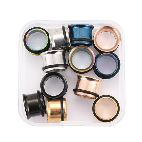 12Pcs 6 Colors 316 Surgical Stainless Steel Screw Ear Gauges Flesh Tunnels Plugs Mixed Color 1/2 inch(12mm) 2pcs/color