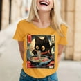 thumbnail image 2 of Womens Anime Cat Ramen Graphic T-Shirts Japanese Funny Graphic Short Sleeve Tees Kawaii Cat Anime Gifts Tops, 2 of 5