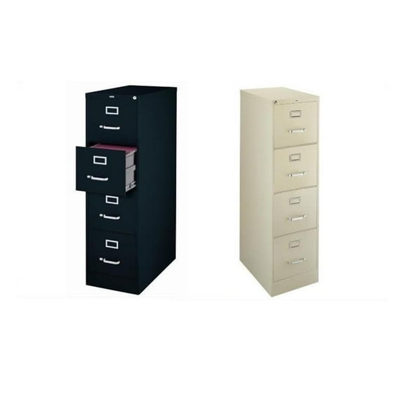 2 Piece Value Pack 4 Drawer Filing Cabinet in Putty and Black Color