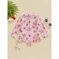 thumbnail image 5 of FEORJGP Toddler Girls Rash Guard Swimsuit 6M 1T 2T 3T 4T Infant Baby One-piece Swimwear Long Sleeve Zipper Rompers Flower/Shell/Flamingo Print JumpsuiKids Cute Ruffles Bathing Suit Beachwear, 5 of 9