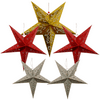 Just Artifacts 5pcs Star Paper Lanterns (Color: Gold/Red/Silver)