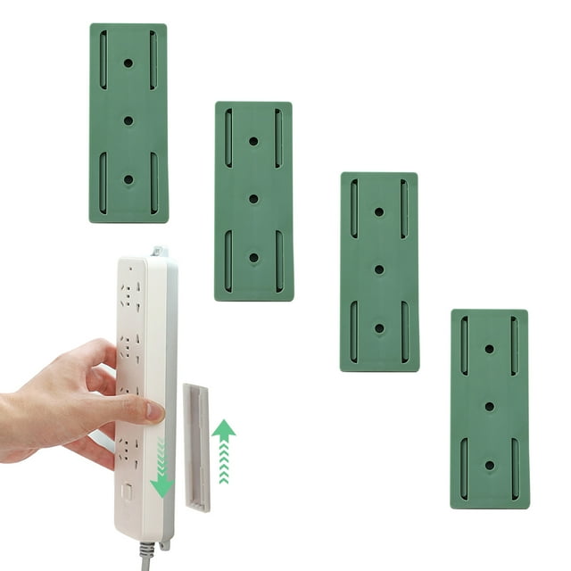 Adhesive Socket Holder, Wall Mount Home Power Strip Fixator, Cable Management Punch Free Surge Protector, Self-adhesive Desktop Socket Fixer for Socket Storage