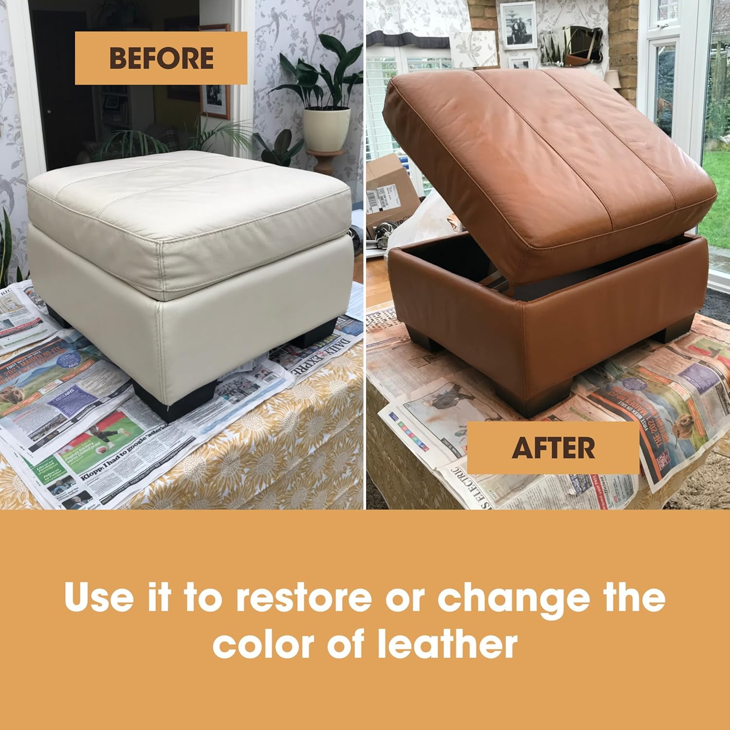 Furniture Clinic Leather Repair Paint | 2-in-1 Seal and Color | Use on Scratches, Tears, and Holes in Car Seats, Furniture | Quick and Easy Leather Repair Kit for Furniture (Black, 250ml / 8.5oz)