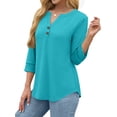 thumbnail image 3 of Fantaslook Womens Blouses 3/4 Sleeve V Neck Henley Shirts Dressy Casual Tops Summer Fall Fashion Clothes, 3 of 9