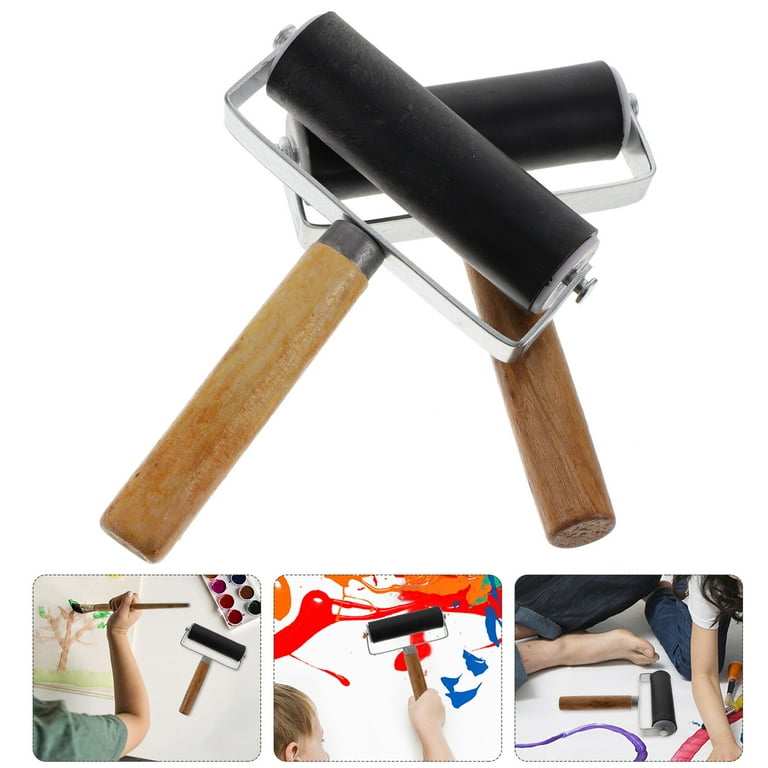 6 Inches Hard Rubber Roller Rubber Brayer Detachable Wood Handle Ink  Printmaking Art Craft Roller Painting Tool for Printing Applying Glue  Wallpaper