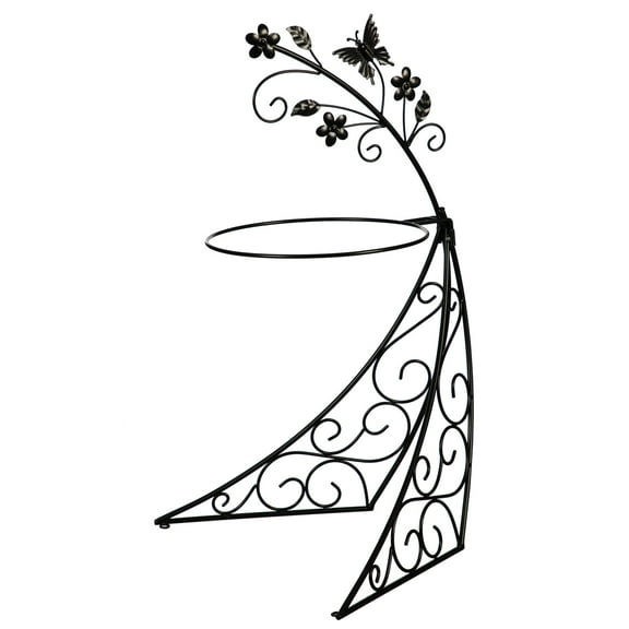 Evergreen Metal Bird Bath Stand, Butterfly, 18'' x 13'' x 36'' inches