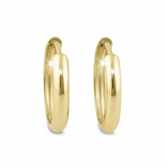Vinali 14K Solid Gold Hoop Earrings for Women, Vinali 14K Solid Gold Tiny Huggie Earrings, Dainty Gold Hoops (14mm x 3mm)