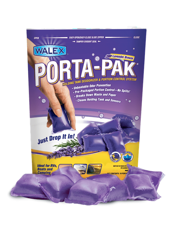 Walex Porta-Pak Deodorizer for Black Holding Tank Odor Control, 10-Pack, Purple, Lavender Scent