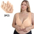 thumbnail image 2 of Riecok Lace Bras for Women Plus Size 3 Pack Seamless Front Closure Wireless Bras with Support Push up Bras, 2 of 8