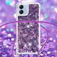 thumbnail image 5 of Long Crossbody Lanyard Clear Case for Samsung Galaxy A04E with Adjustable Neck Strap, Glitter Sparkly Bling Quicksand Phone Cover Cases for Samsung Galaxy A03 / A04E / M04 /F04 QKG Purple, 5 of 14