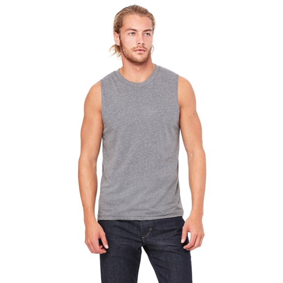 The Bella Canvas Unisex Jersey Muscle Tank Top - DEEP HEATHER - XS