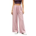 thumbnail image 2 of WIZUTIZ Women's High Waist Wide Leg Trousers Elastic Waist Drawstring Side Stripe Pockets Full Length Casual Loose Pants Street Style Elegant, 2 of 7
